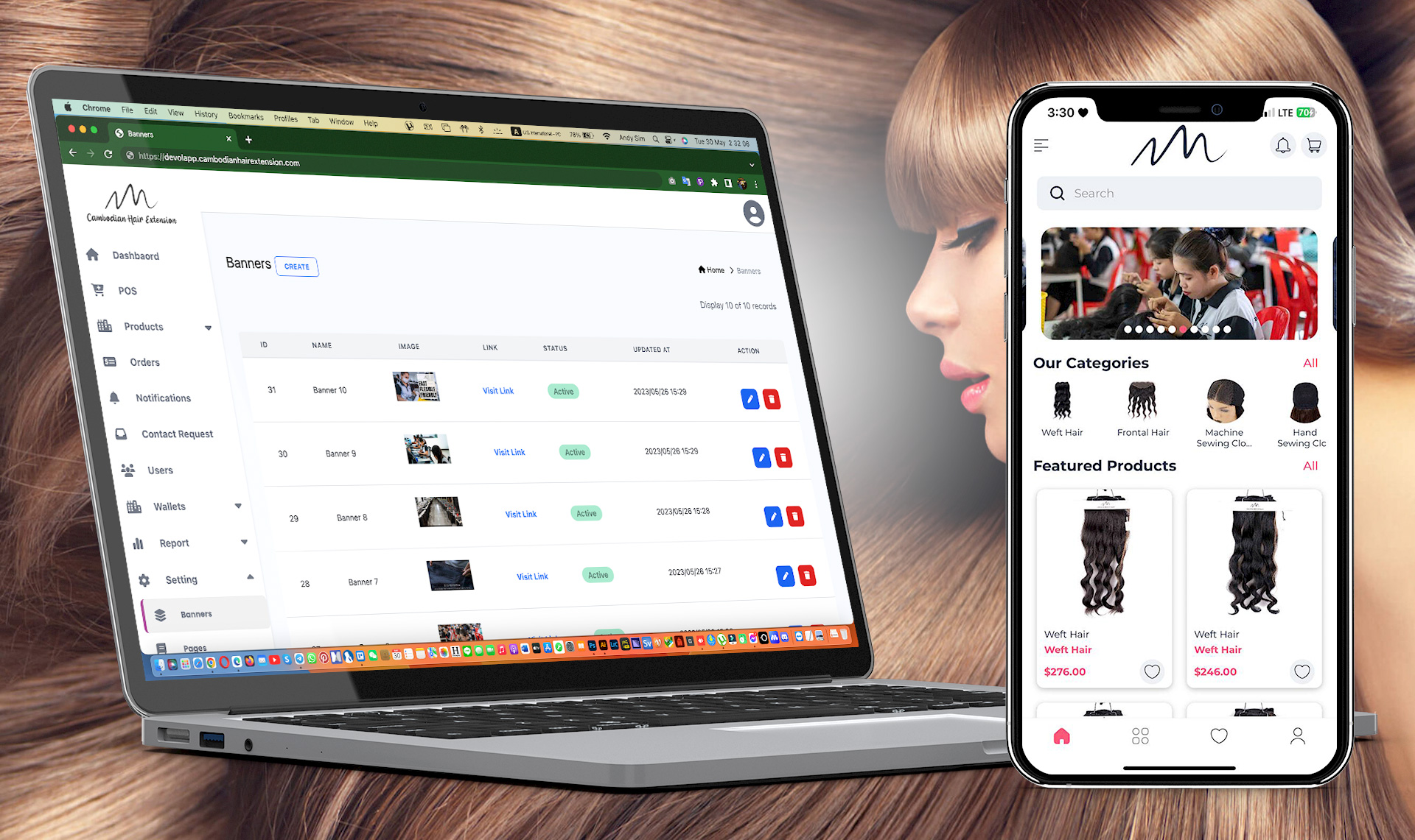 Cambodia Hair Extension Website Mobile App Development 2023